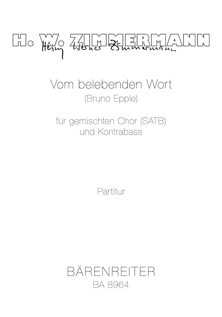 Vom belebenden Wort -Motet for SATB & double bass
